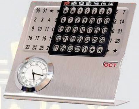 Metal Calendar Clock for Executive Desk and Office Table Display, Premium Time and Date Gift Item for Corporate Gifting, Branding and Everyday Professional Use